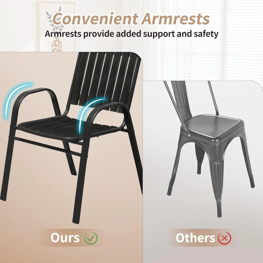 Huanzhuang Outdoor Patio Chairs Set Of 6 Stackable Durable