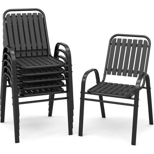 Huanzhuang Outdoor Patio Chairs Set Of 6 Stackable Durable