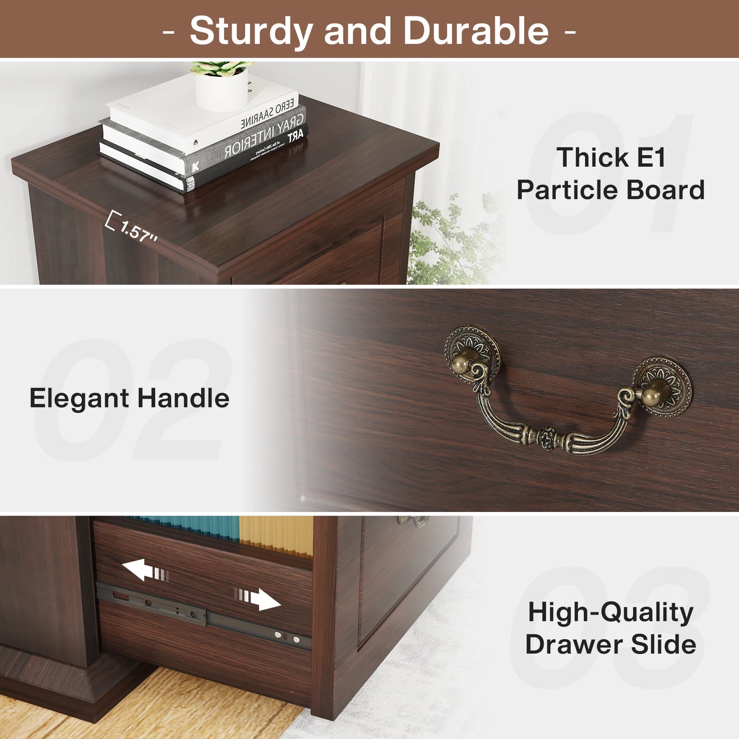 Tribesigns Four Drawer Wood Filing Cabinet for Home Office