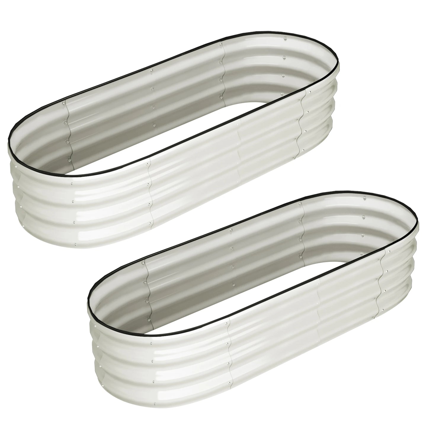HiMISSH Oval Galvanized Raised Garden Bed Set for Outdoor