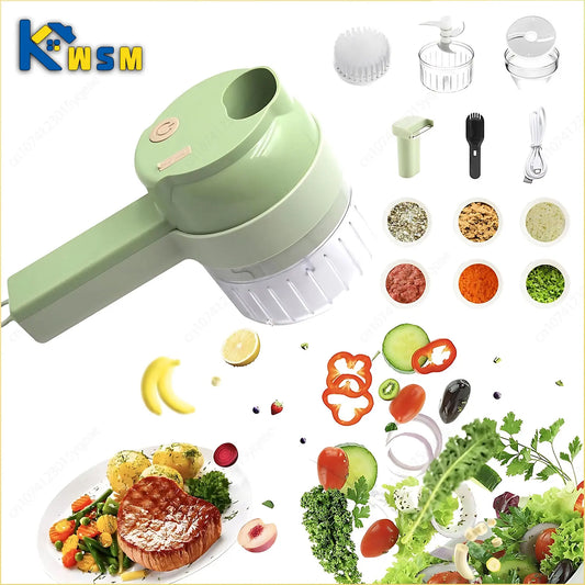 Portable 4 in 1 Electric Vegetable Cutter and Masher Set