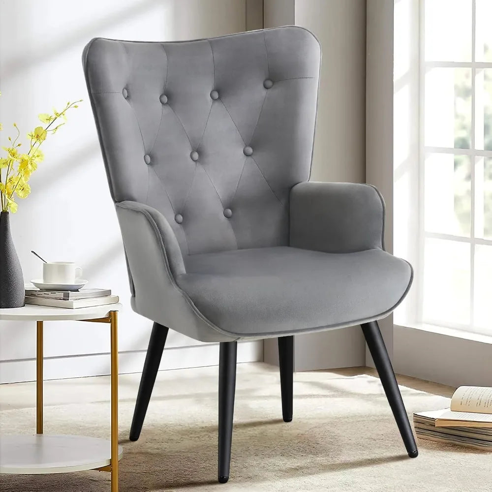 Modern Velvet Tufted Wingback Accent Chair for Cozy Lounging