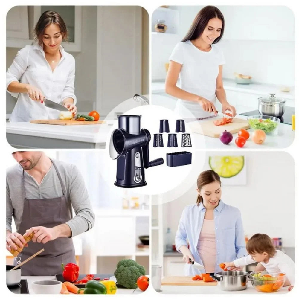 Rotary Vegetable Slicer and Grater 5 In 1 Kitchen Tool