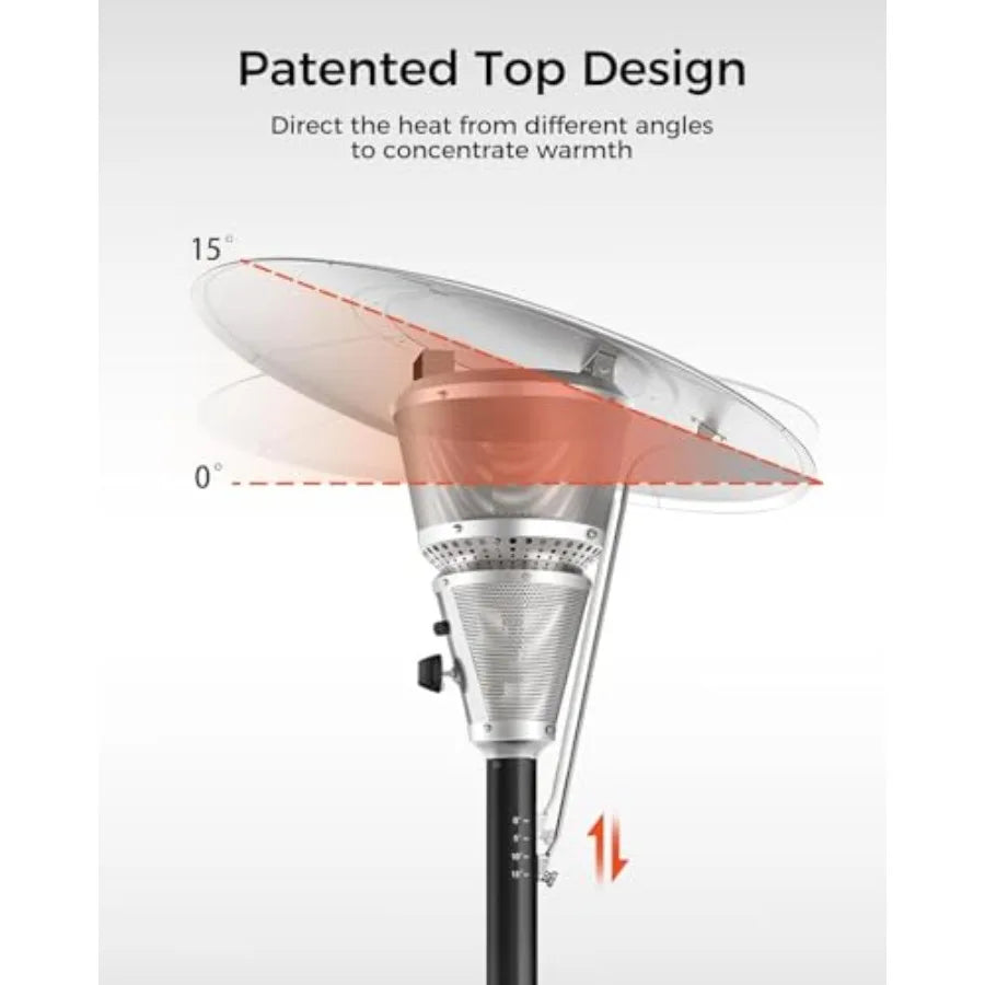 50000 BTU Portable Propane Patio Heater Adjustable Heat Top Wheels