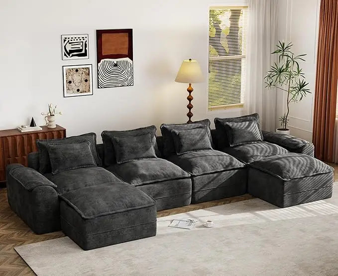 HUANZHUANG Cloudlike ModularConfigurable USShaped Sectional Sofa With Seamless Removable Covers