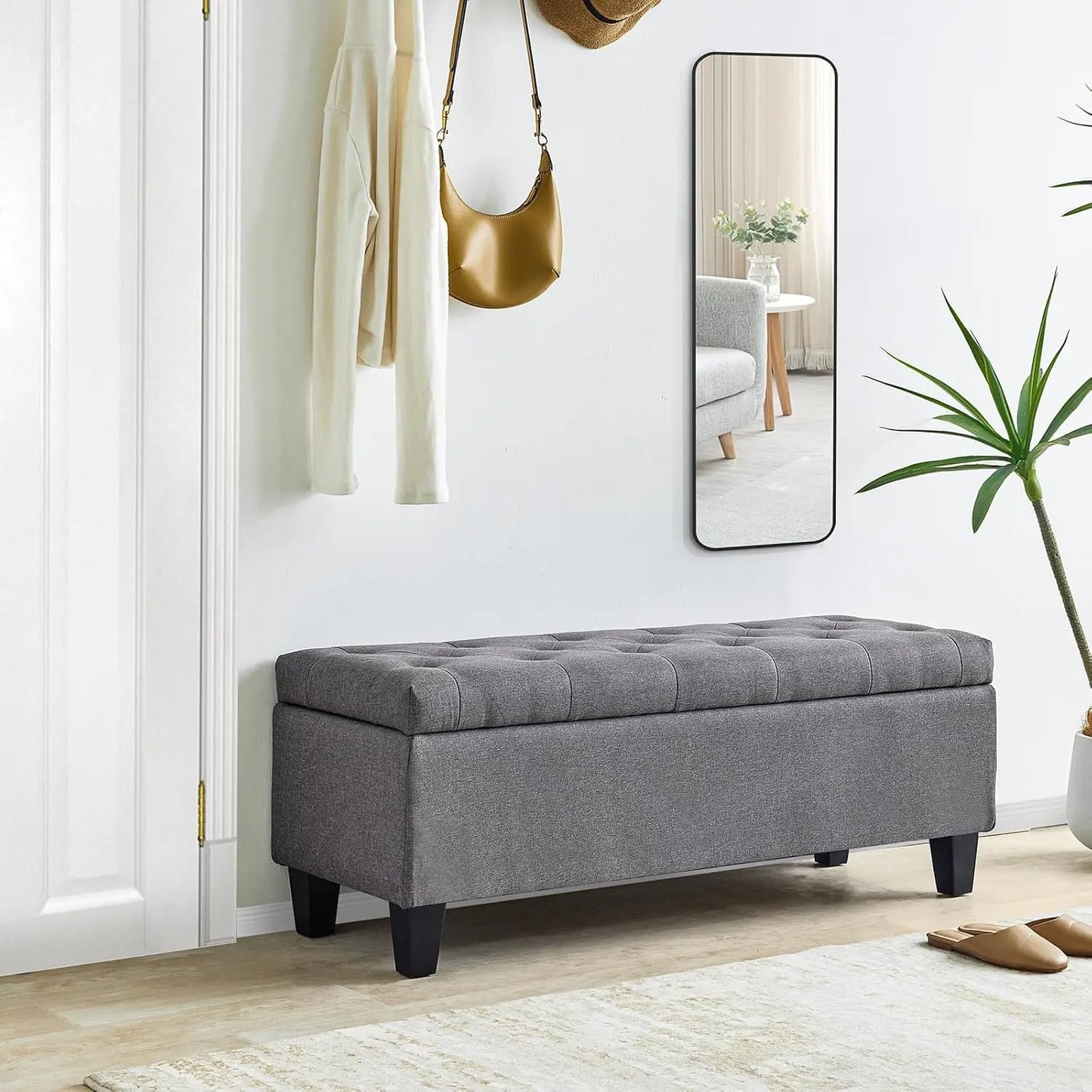 Redlife Storage Ottoman Bench Tufted Lid And Safety Hinge