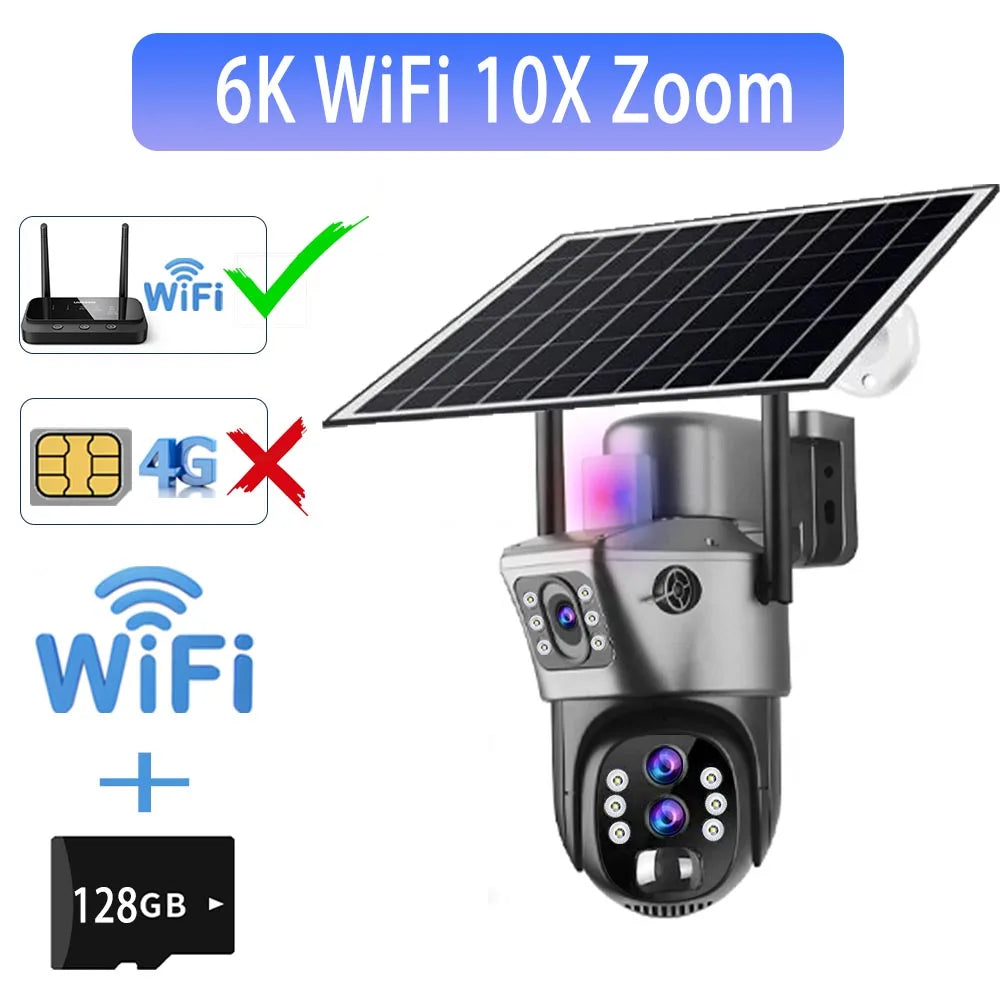 Solar Outdoor Surveillance Camera with 10X Digital Zoom and 4G