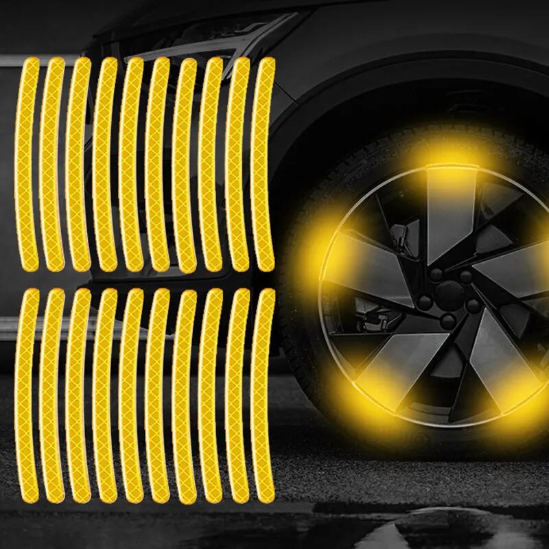 20 Pieces Car Tire Rim Reflective Stickers Night Safety Warning Strip Motorcycle Bike Auto Wheel Hub Reflector Decals