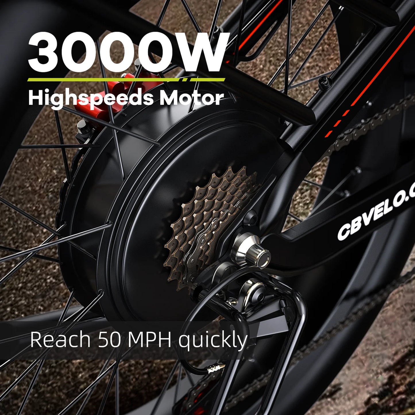Max Speed 3000W Fat Tire Ebike 52V Long Range Off Road
