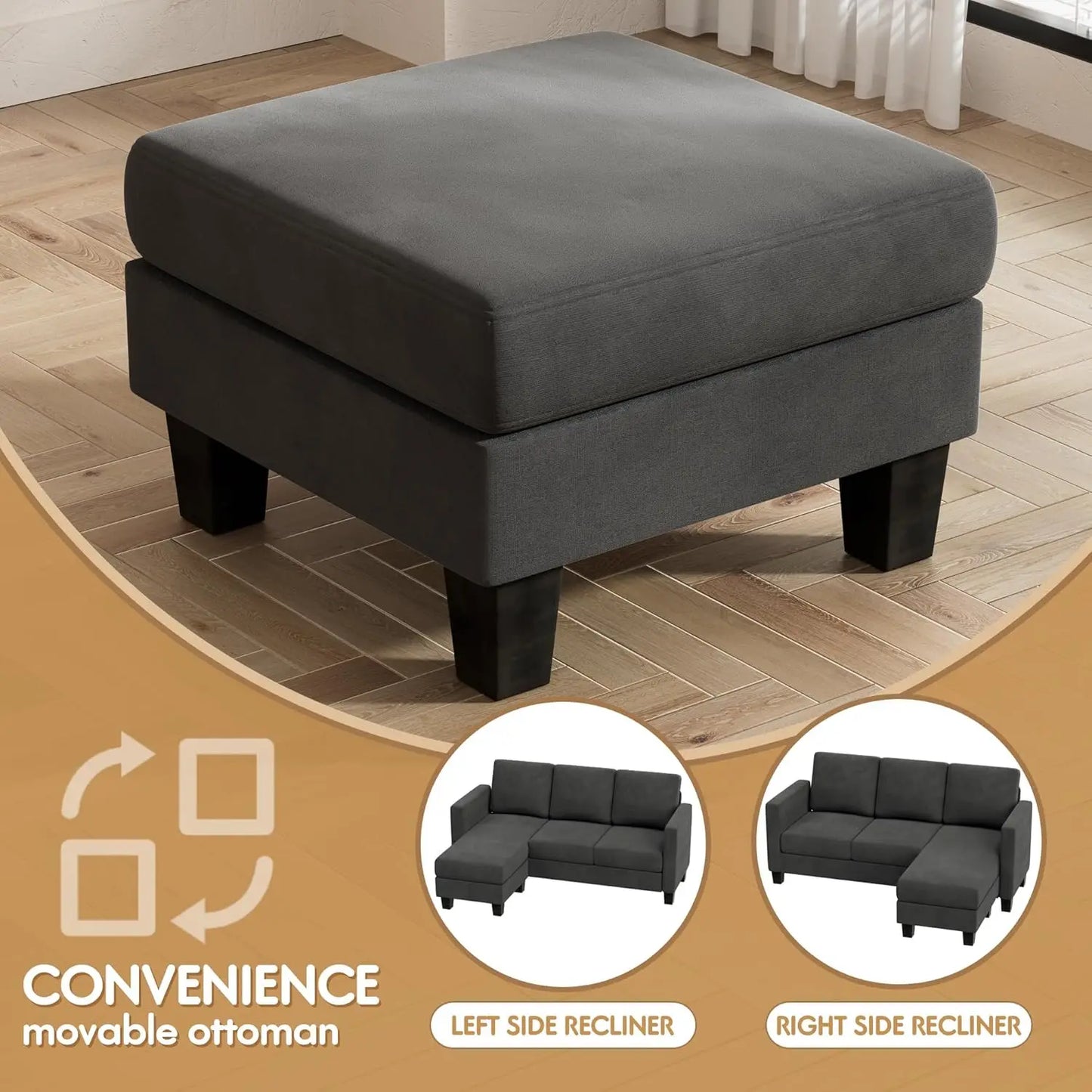 Ticify Velvet Sofa Couch With Ottoman For Living Room