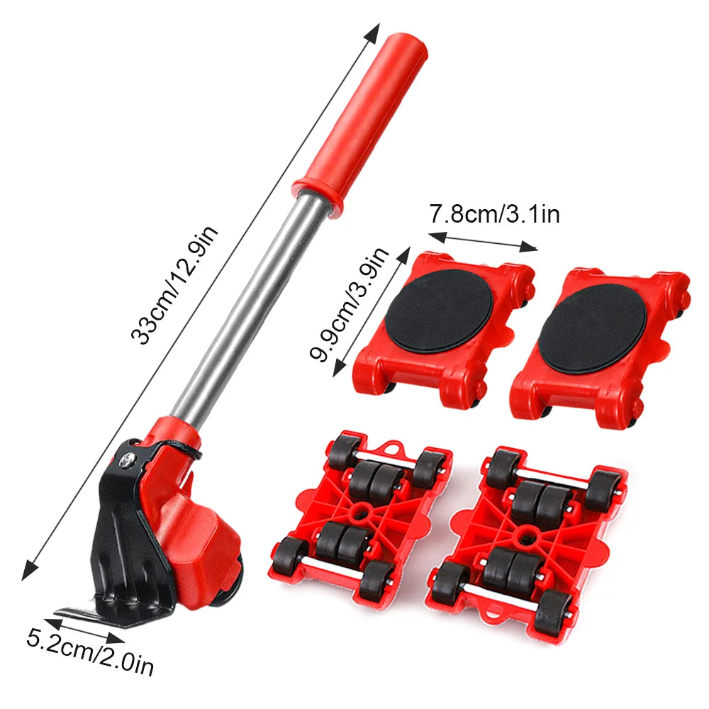 Choice Five Piece Furniture Mover Tool Set With Four Wheels