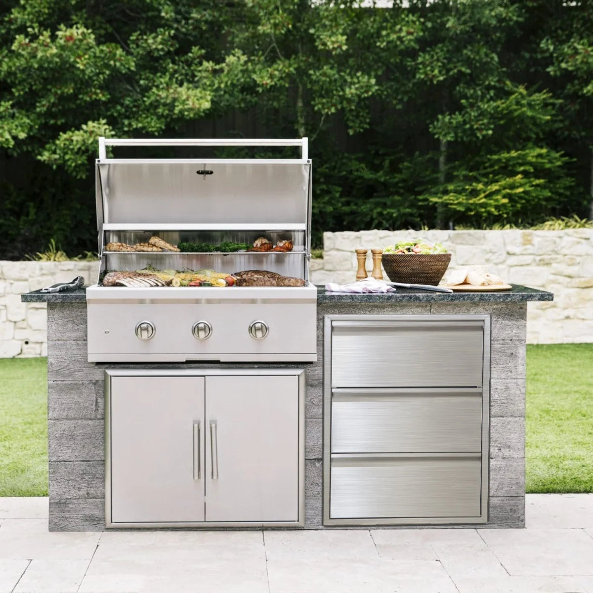 Stainless Steel Outdoor Kitchen Drawers with Paper Towel Holder