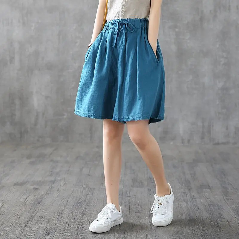 RankSweet Women Cotton Bermuda Knee Length Loose Shorts