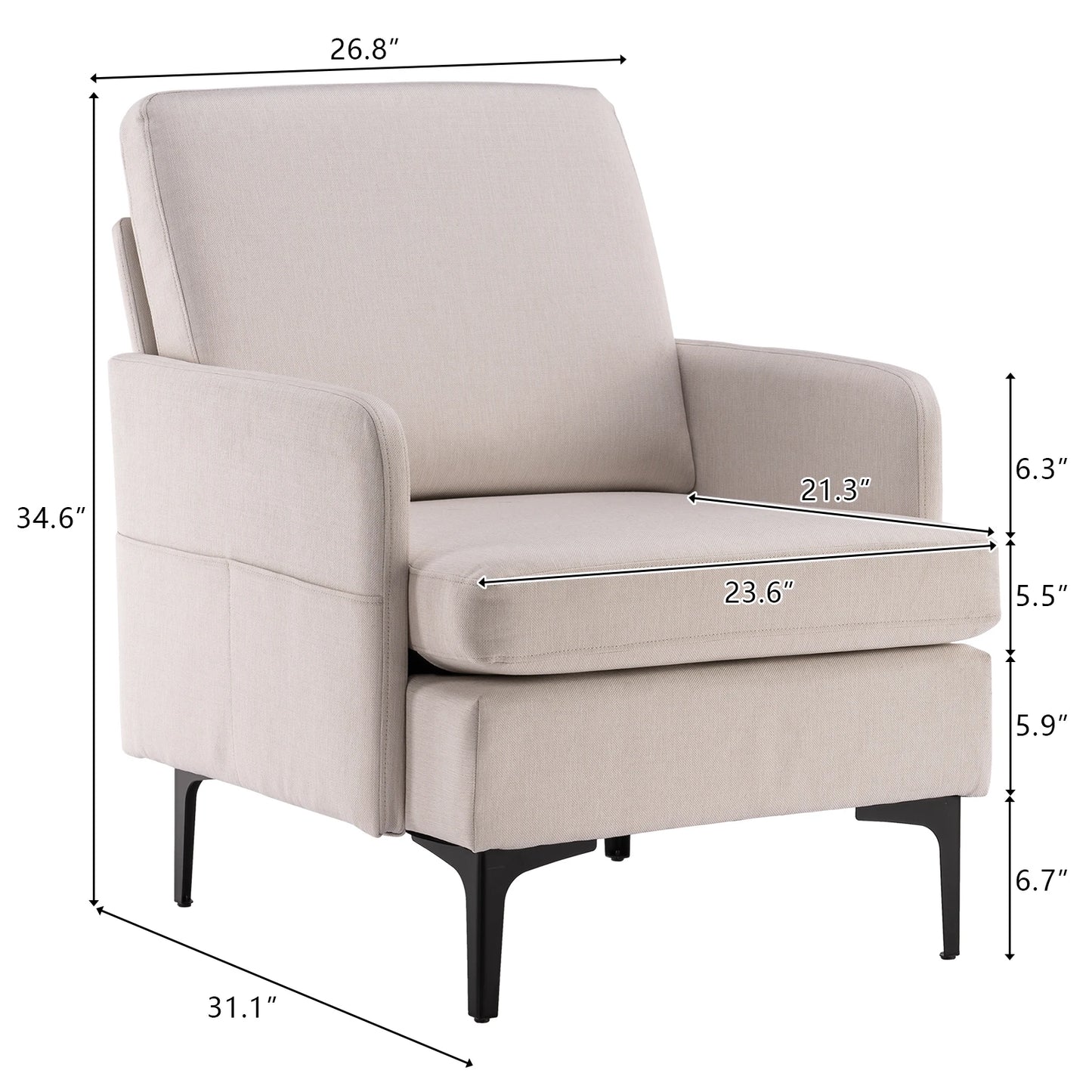 Comfy Modern Lounge Chair for Bedroom and Living Room