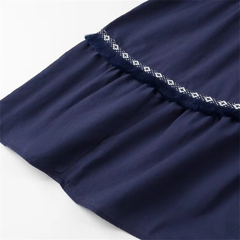 Casual Women's V-Neck Sleeveless Dress with Tassel Decoration