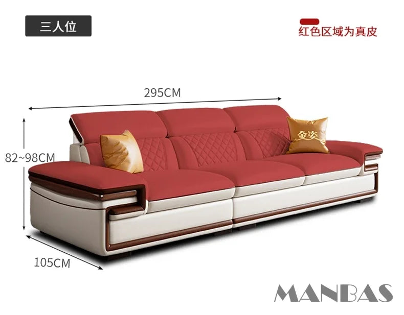 MINGDIBAOCN Italian Leather Sofa Set With Bluetooth USB
