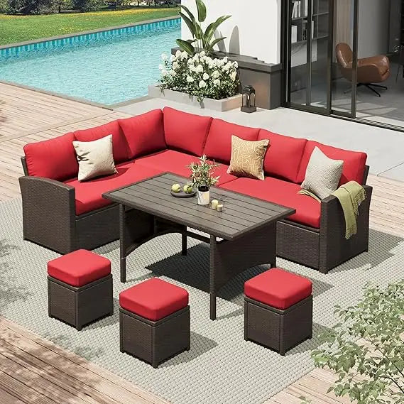TANGXU Outdoor Patio Furniture Set With Dining Table And Chairs All Weather Wicker
