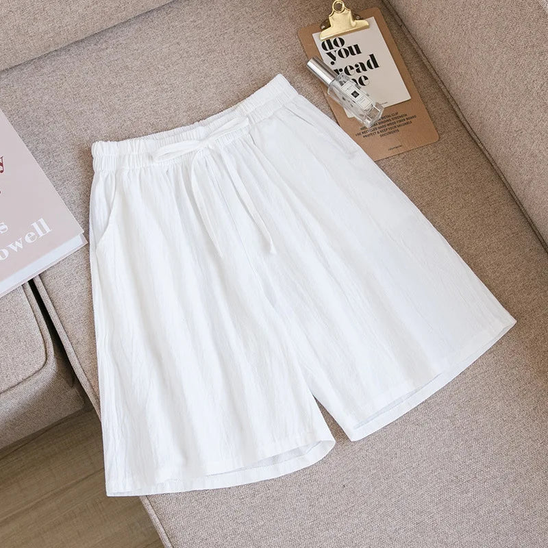 Women’s Casual High Waist Cotton Shorts with Pockets