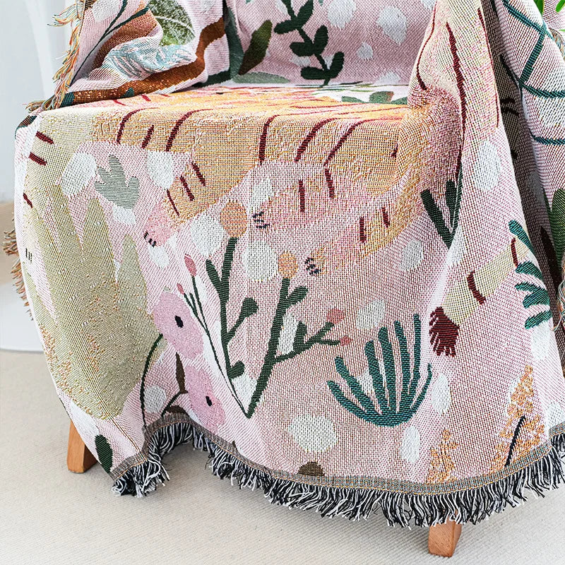 Textile City Pink Glasses Tiger Throw Blanket Nordic Sofa Towel Home Decor Tapestry Bedspread Cartoon Picnic Mat 125x150cm