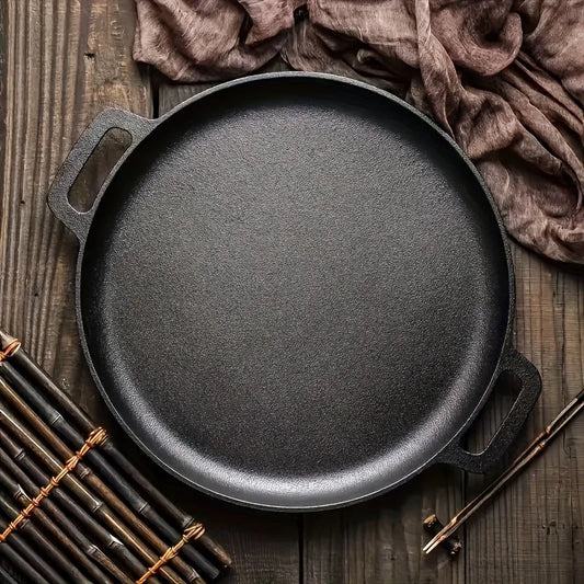Cast Iron Non-Stick Griddle Pan for Pizza and BBQ Cooking