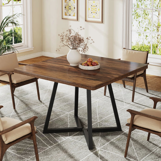 Tribesigns Square Dining Table For Four Industrial Wood