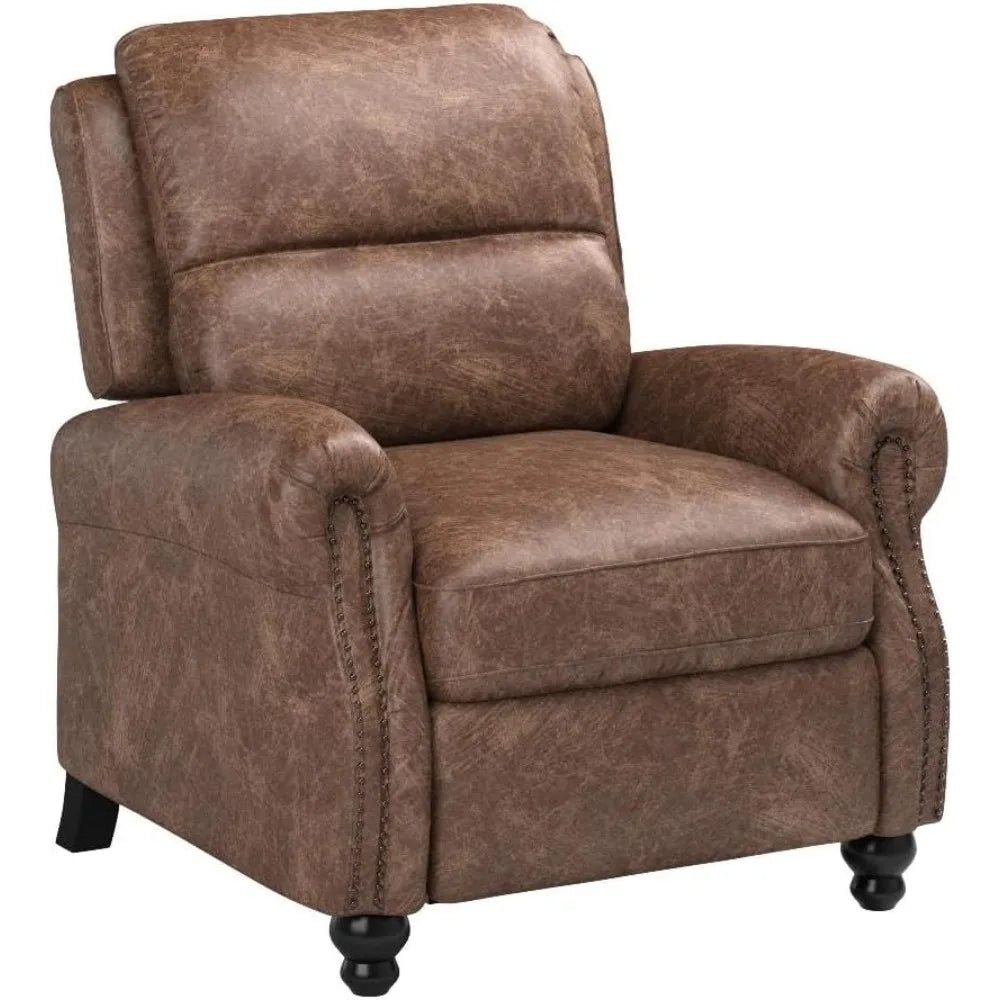 XMSJ Pushback Recliner Chair Faux Leather Armchair Rivet