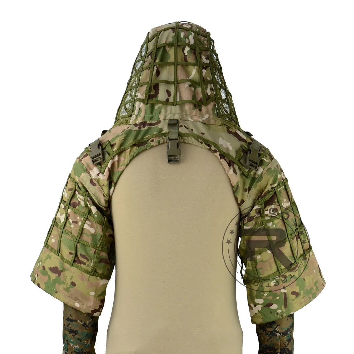ROCOTACTICAL Tactical Ghillie Suit Viper Hood With 3D Leafy Stripes