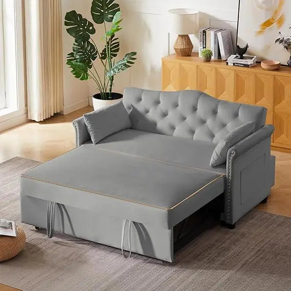 Modern 3-in-1 Convertible Sofa Bed with Swivel Side Table