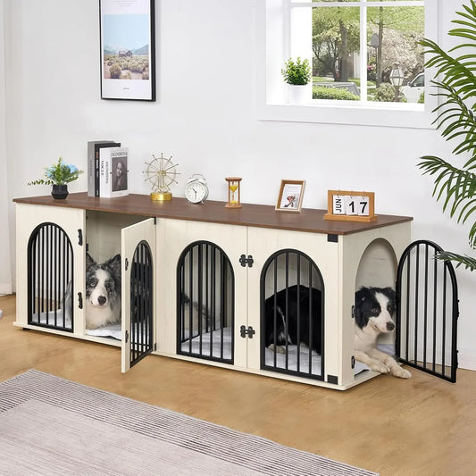 Stylish Dog Crate Furniture with Divider and Side Table