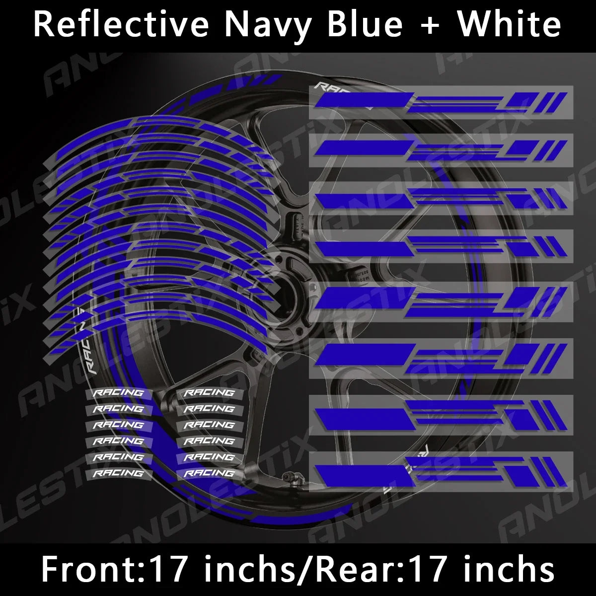 AnoleStix Reflective Motorcycle Wheel Stickers Rim Decal Kit