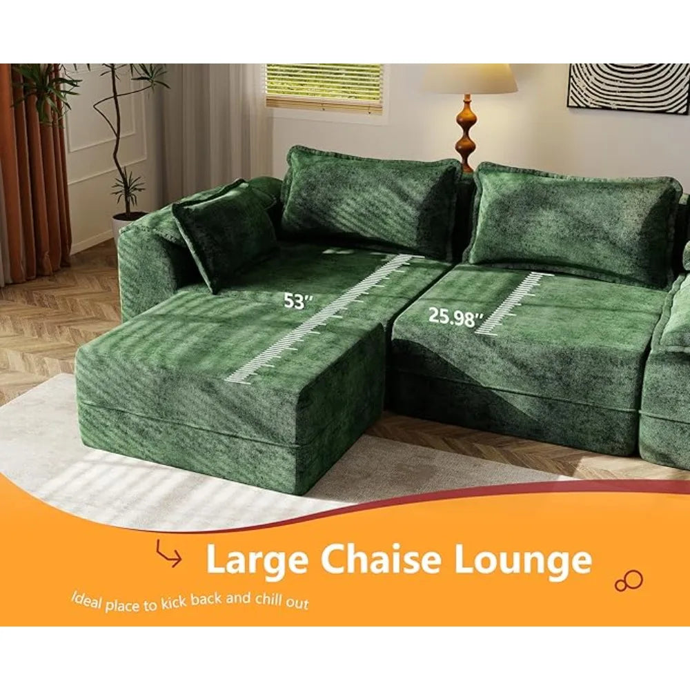 HUANZHUANG Cloudlike ModularConfigurable USShaped Sectional Sofa With Seamless Removable Covers