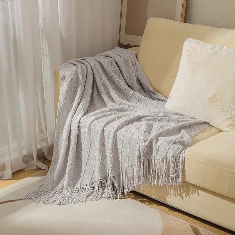 Nordic Stripes Throw Blanket Sofa Cover Bed End Towel Bedroom Decoration Leisure Soft Shawl Warm Boho Decor Bedspread