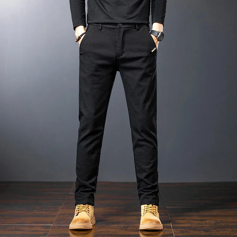 Men's Twill Slim Pants by Fashion Korean