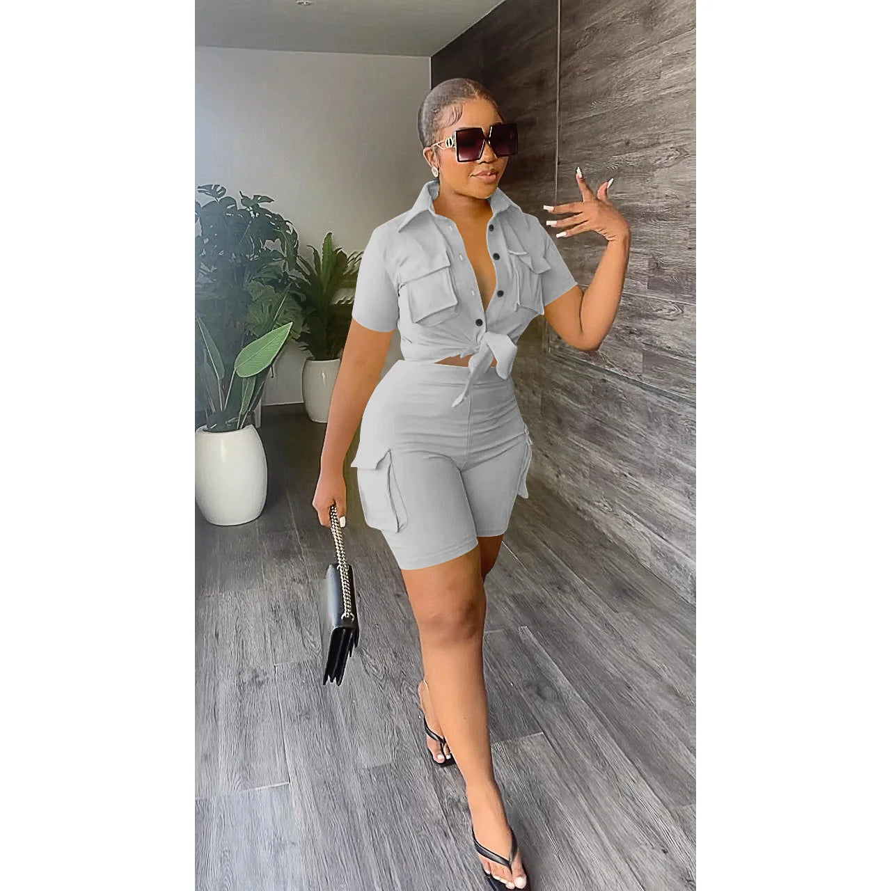 Stylish Summer Two Piece Set for Women with Pockets
