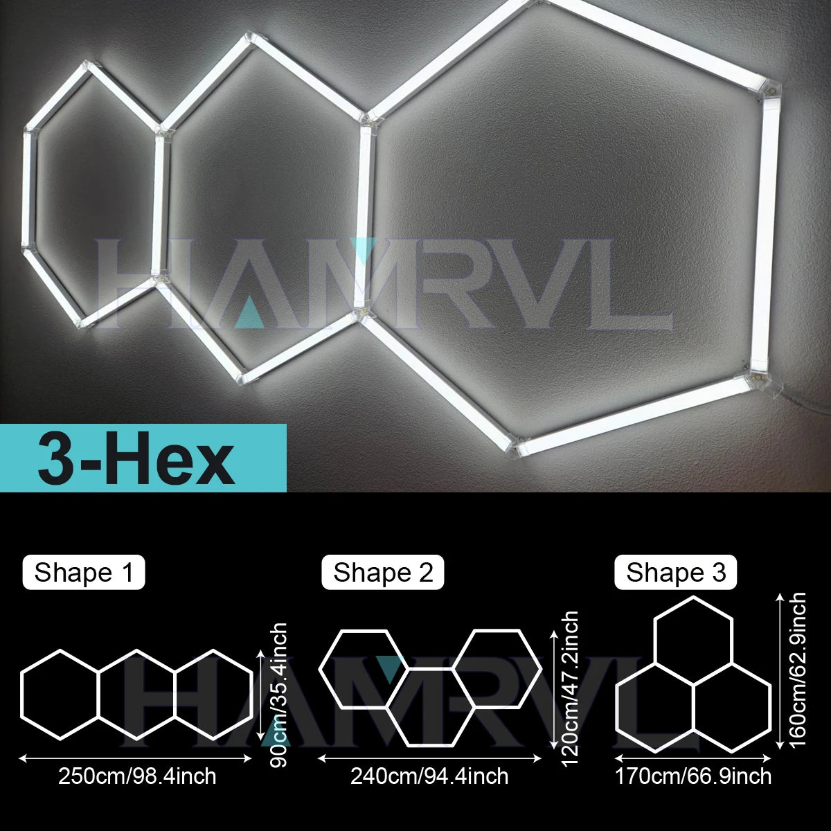 Garage Lights Hexagon Lamp 110-240V LED Tube Honeycomb Ceiling Lighting for Workshop Car Showroom Auto Body Repair Gym