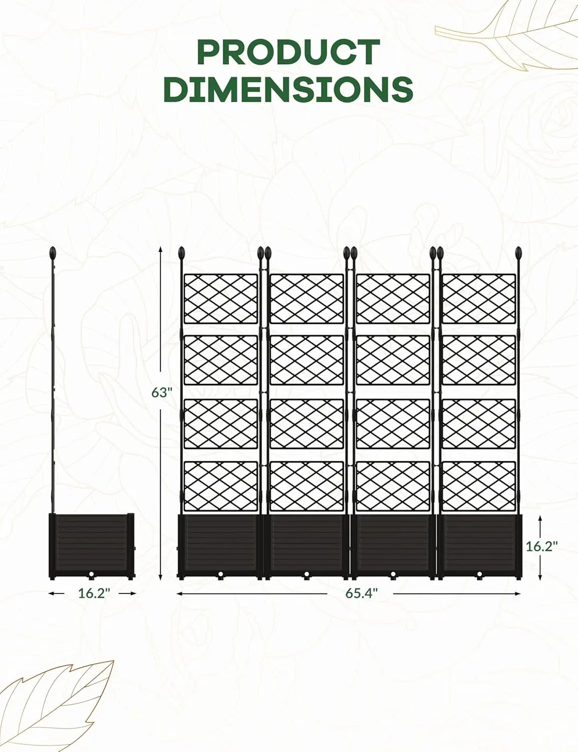 HiMISS Plastic Plant Box With Metal Trellis Bed Outdoor