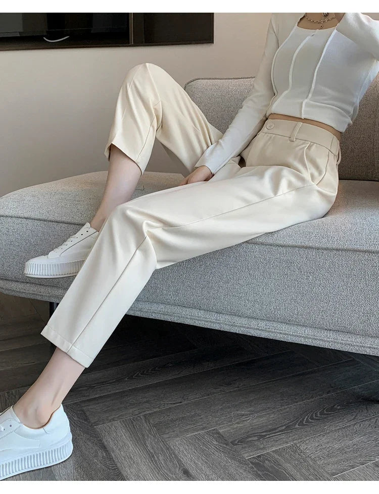 Women’s High-Waisted Casual Loose Ankle-Length Work Pants