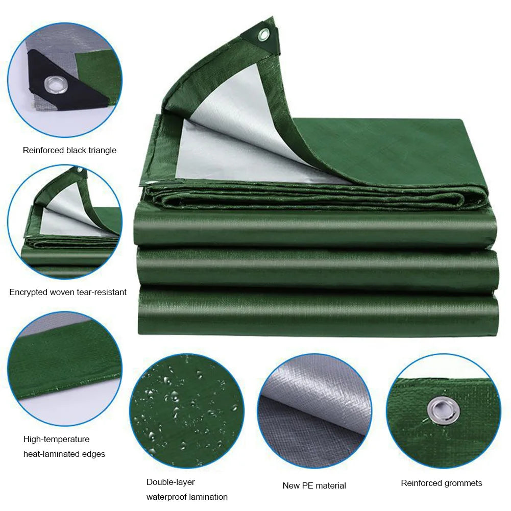 Large Tarpaulin Waterproof Heavy Duty Rain Cloth Truck Tarp Cover Outdoor Camping Tent Canopy Pergola Sun Shade Car Shed Awning