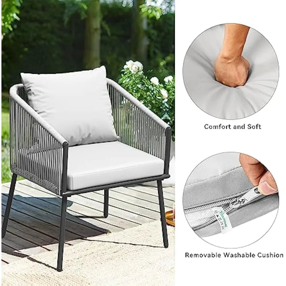 Outdoor 4-Piece Garden Furniture Rattan Set With Cushions