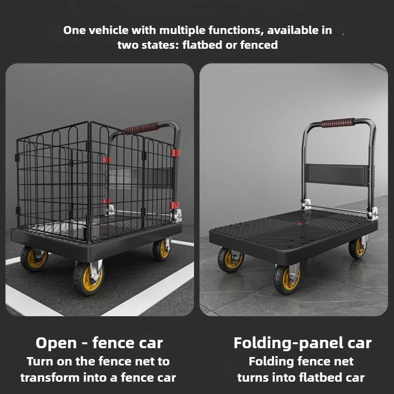 Choice Fence Flatbed Cart Folding Silent Trolley Wheeled