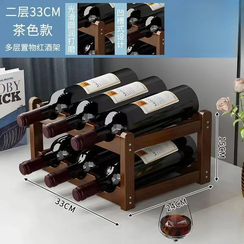 Wooden Wine Rack Display Grid Storage Shelf For Tabletop