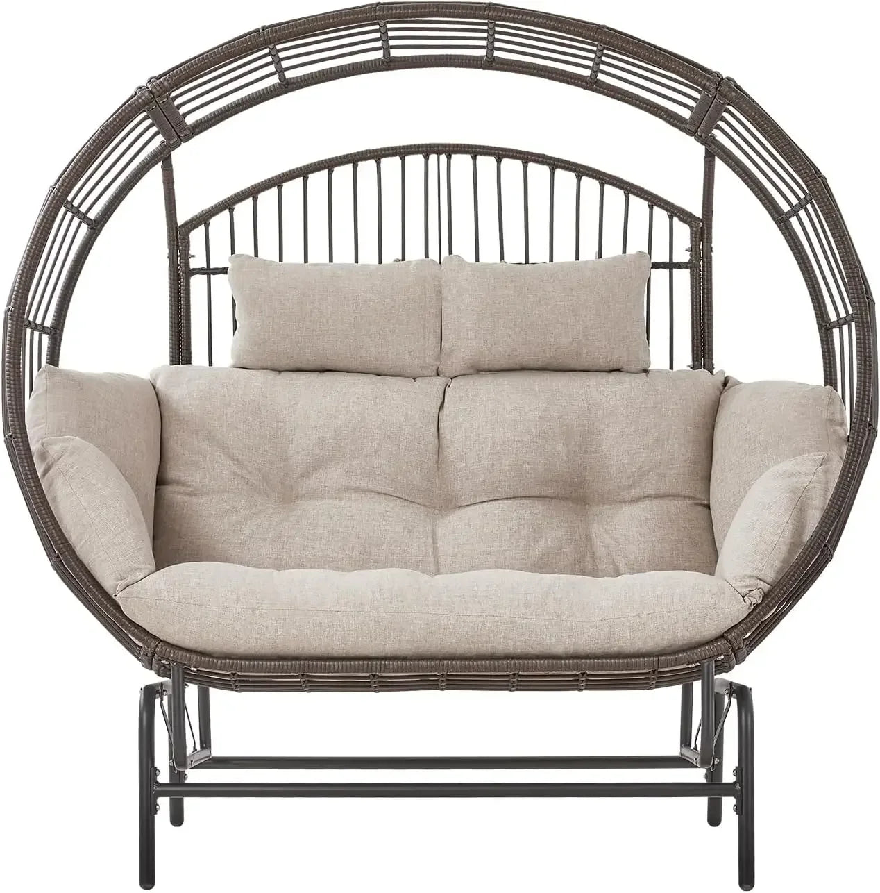 Cozy Outdoor Glider Egg Chair for Two with Thick Cushions