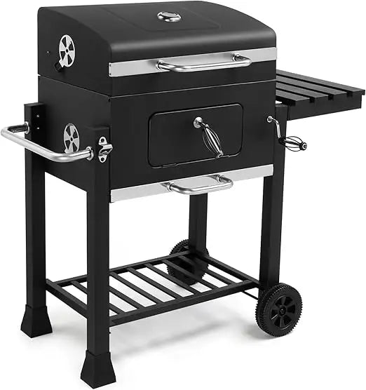 24 Inch Large Charcoal Grills with Foldable Side Table, Outdoor Barbecue Grill with 560 Sq. In. Cooking Area, BBQ Grill Charcoal