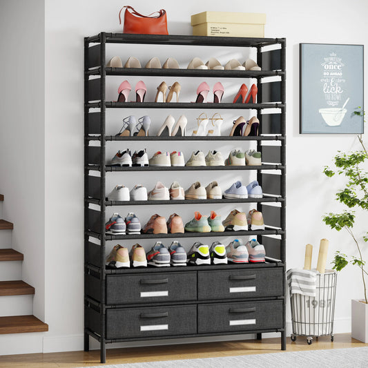 Tribesigns 10 Tier Shoe Rack Organizer with Bins Drawers