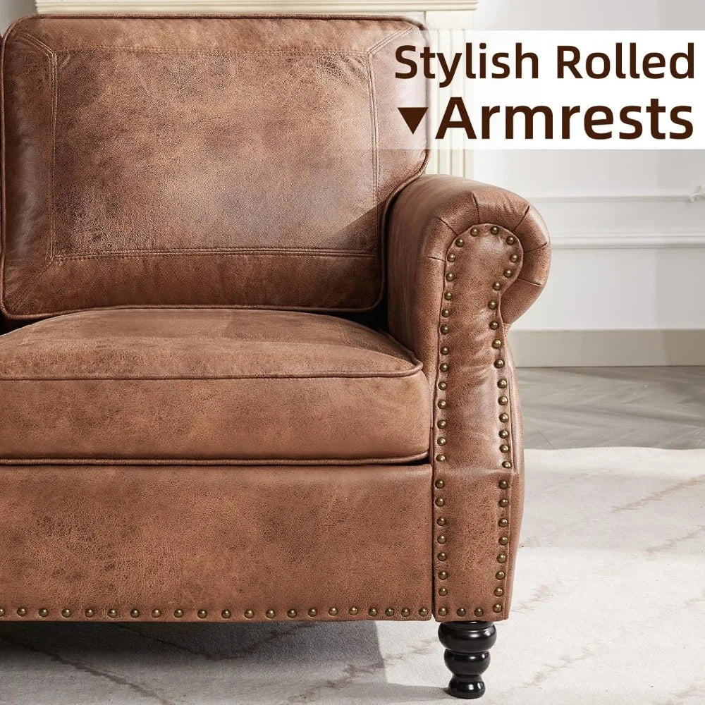 ZHUXIANG Faux Leather Sofa Mid Century Couch for Small Spaces