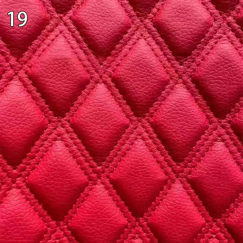 100x158cm Faux Leather Fabric Sponge Quilted Embroidered Car Interior Material and Home Decor PVC Fabric