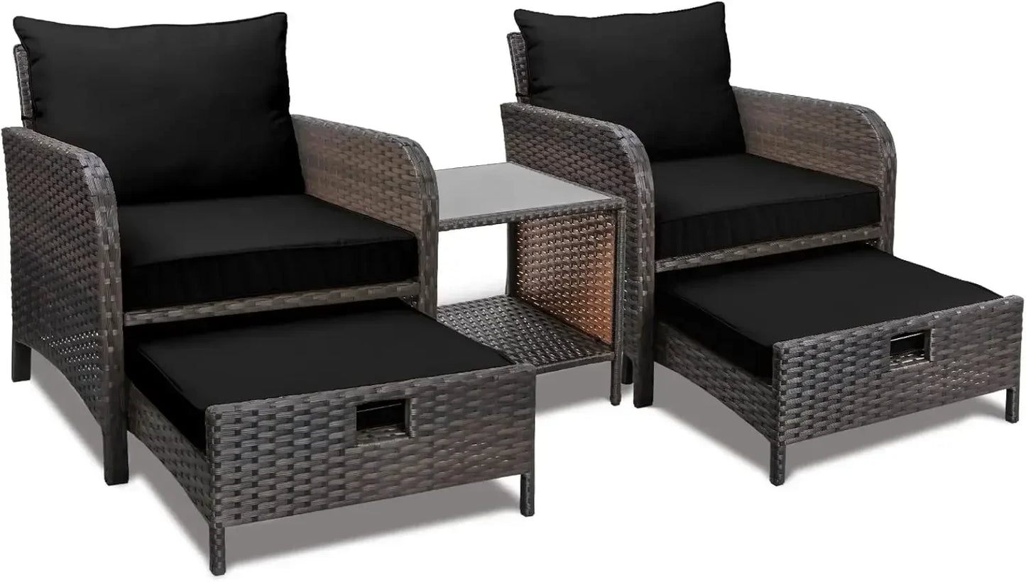 General 5 Piece Patio Conversation Set PE Wicker Furniture
