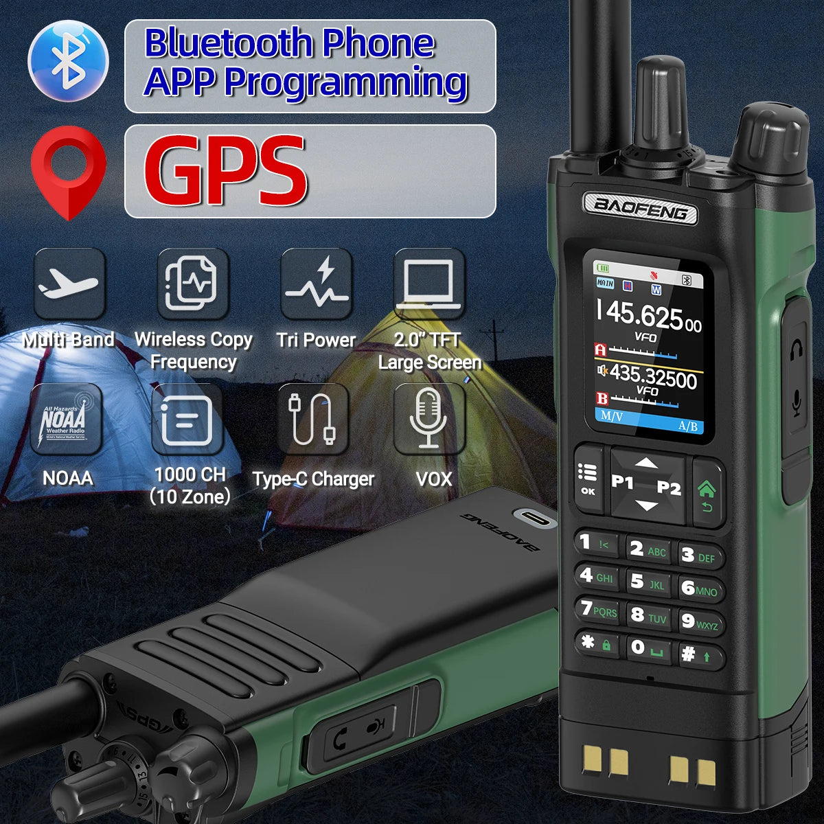 Baofeng UV32 10W Multi Band Walkie Talkie With GPS Tech