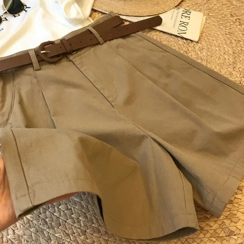 CN Guangdong Wide Leg Cotton Blend Women Shorts Casual