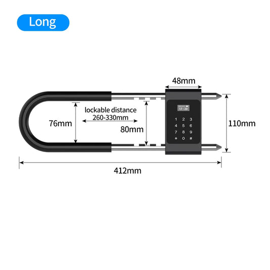 Smart Electronic Biometric Fingerprint Lock Tuya App Control Bluetooth Password 13.56MHz Card U-Type Lock for Office Door